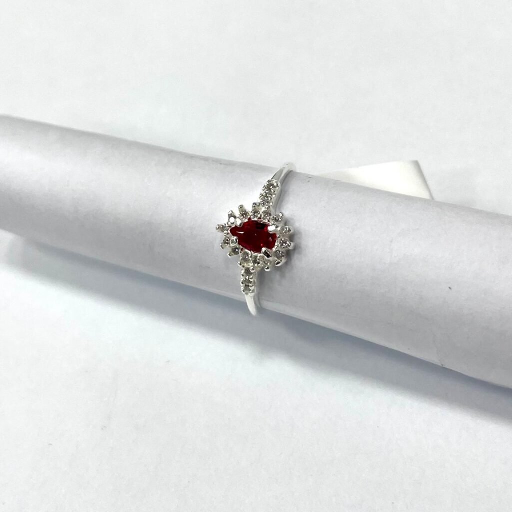 ANEL DE FORMATURA EM PRATA 925- 104944- VERMELHO