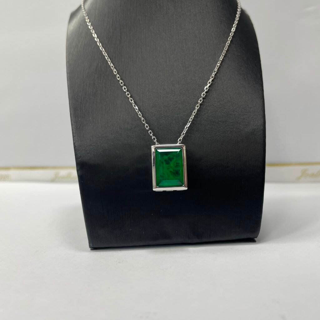 COLAR PRATA 925 C/ PINGENTE VERDE -1605070005026950