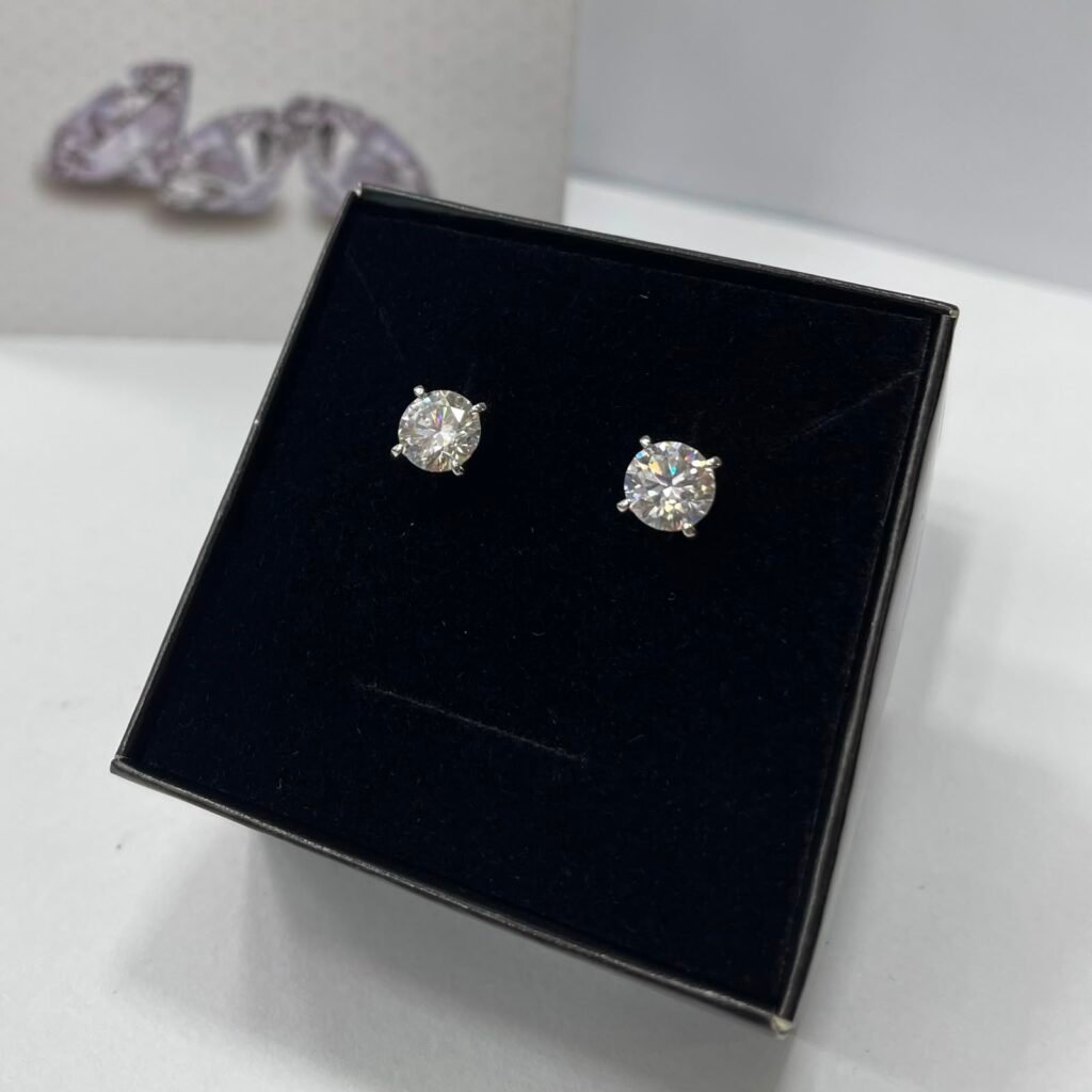 BRINCOS EM PRATA 925 COM PEDRA DE MOISSANITE- 23895216149012950