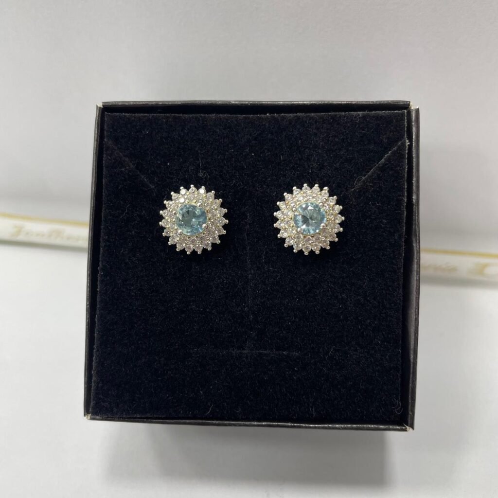 BRINCO PONTO DE LUZ EM PRATA 925 COM ZIRCÔNIA AZUL- 449069-BR