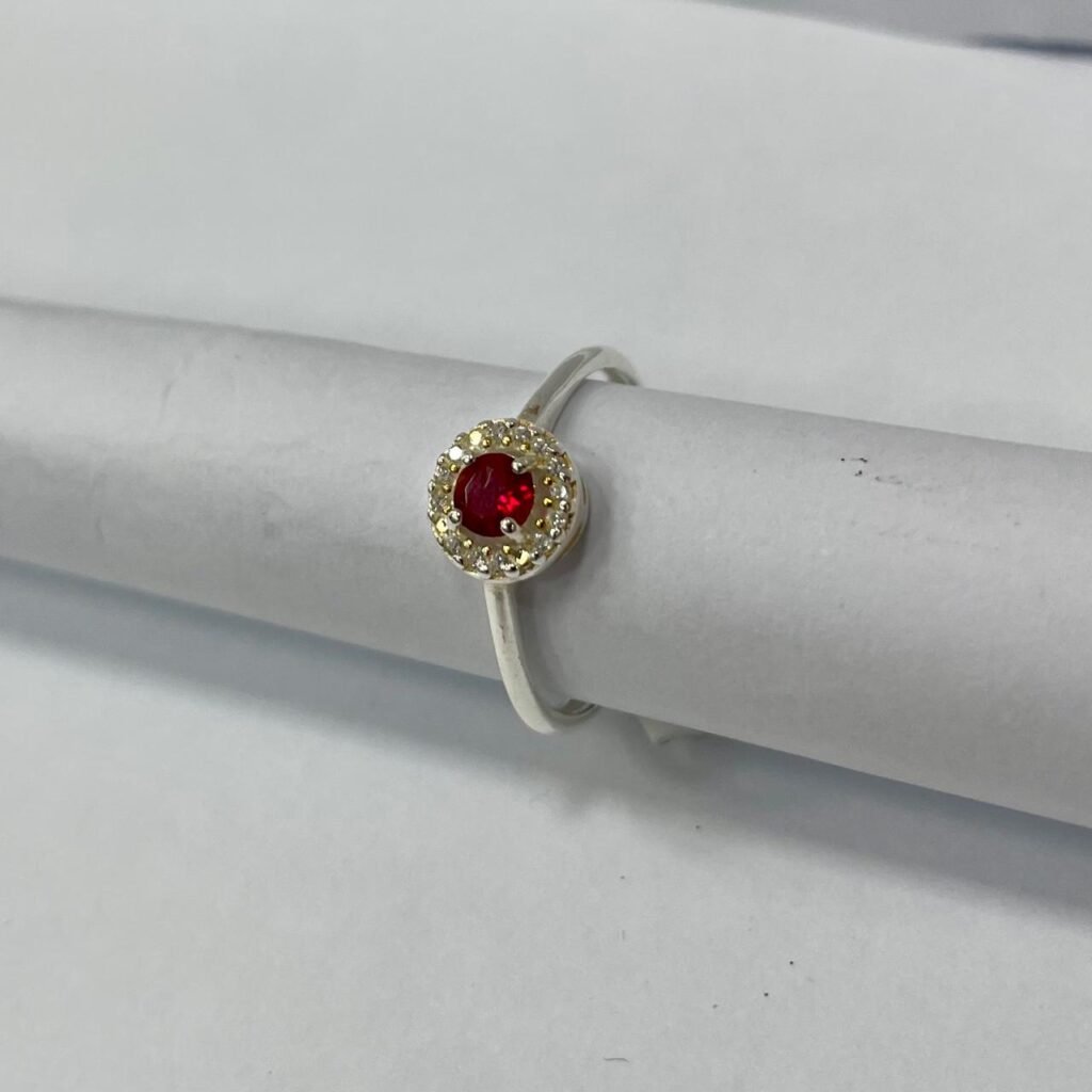 ANEL EM PRATA 925- 452069-ANF- VERMELHO