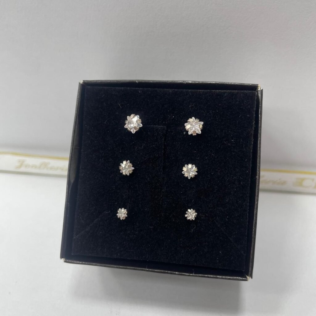 TRIO DE BRINCOS ESTRELAS EM PRATA 925- 82990