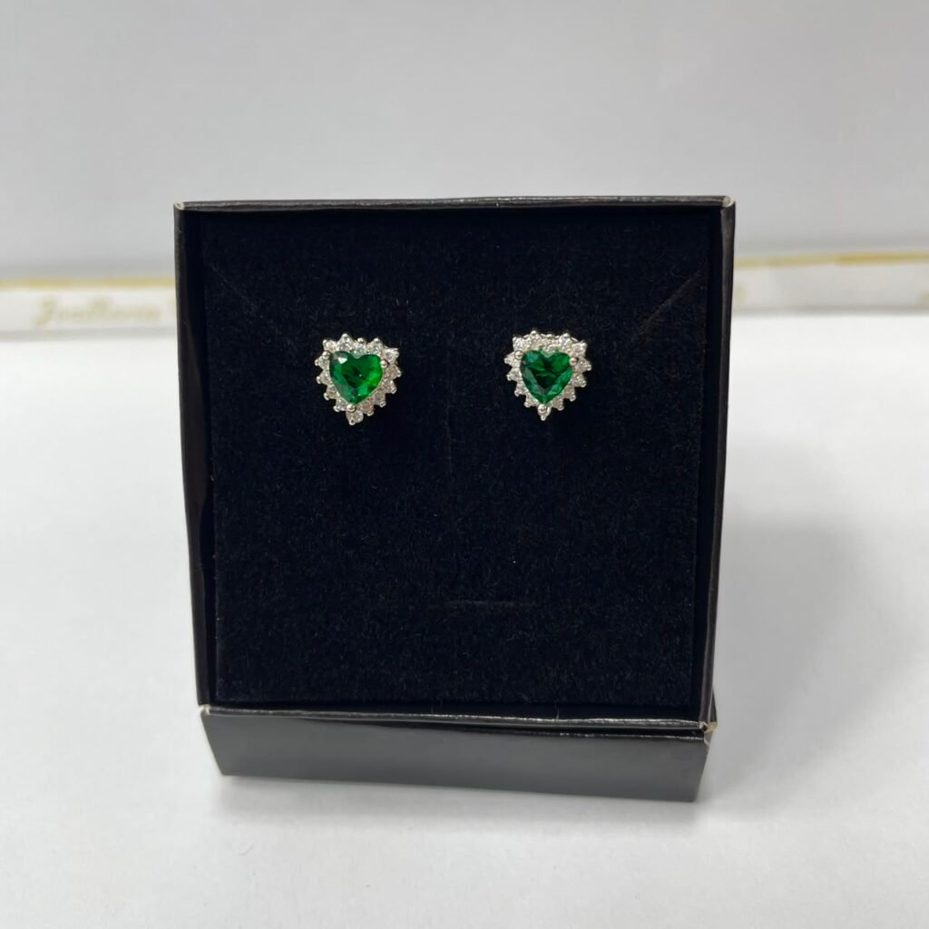 BRINCO CORAÇÃO ZIRCÔNIA VERDE PRATA 925- 90476