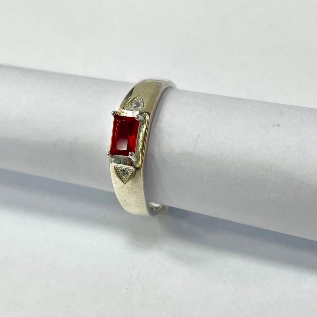 ANEL FORMATURA EM PRATA 925- 92876- VERMELHO