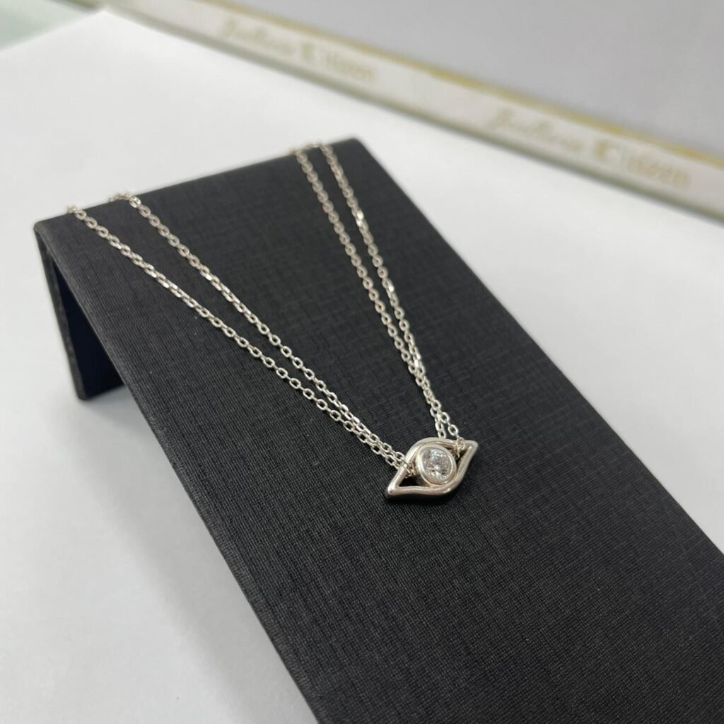 PULSEIRA OLHO GREGO MALHA DUPLA C/ ZIRCÔNIA PRATA 925-9395