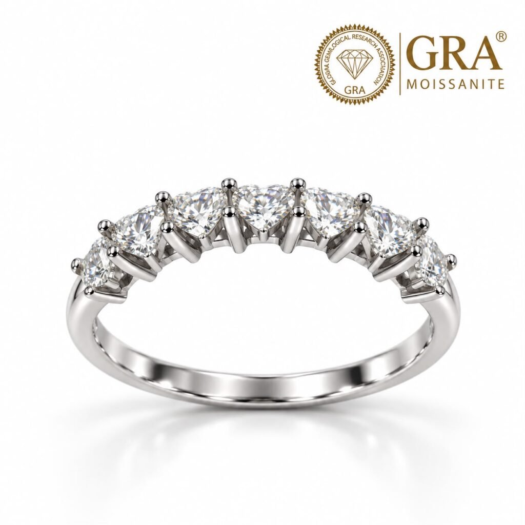 MEIA ALIANÇA PRATA 925 COM 6 PEDRAS DE MOISSANITE- 4910129-MA