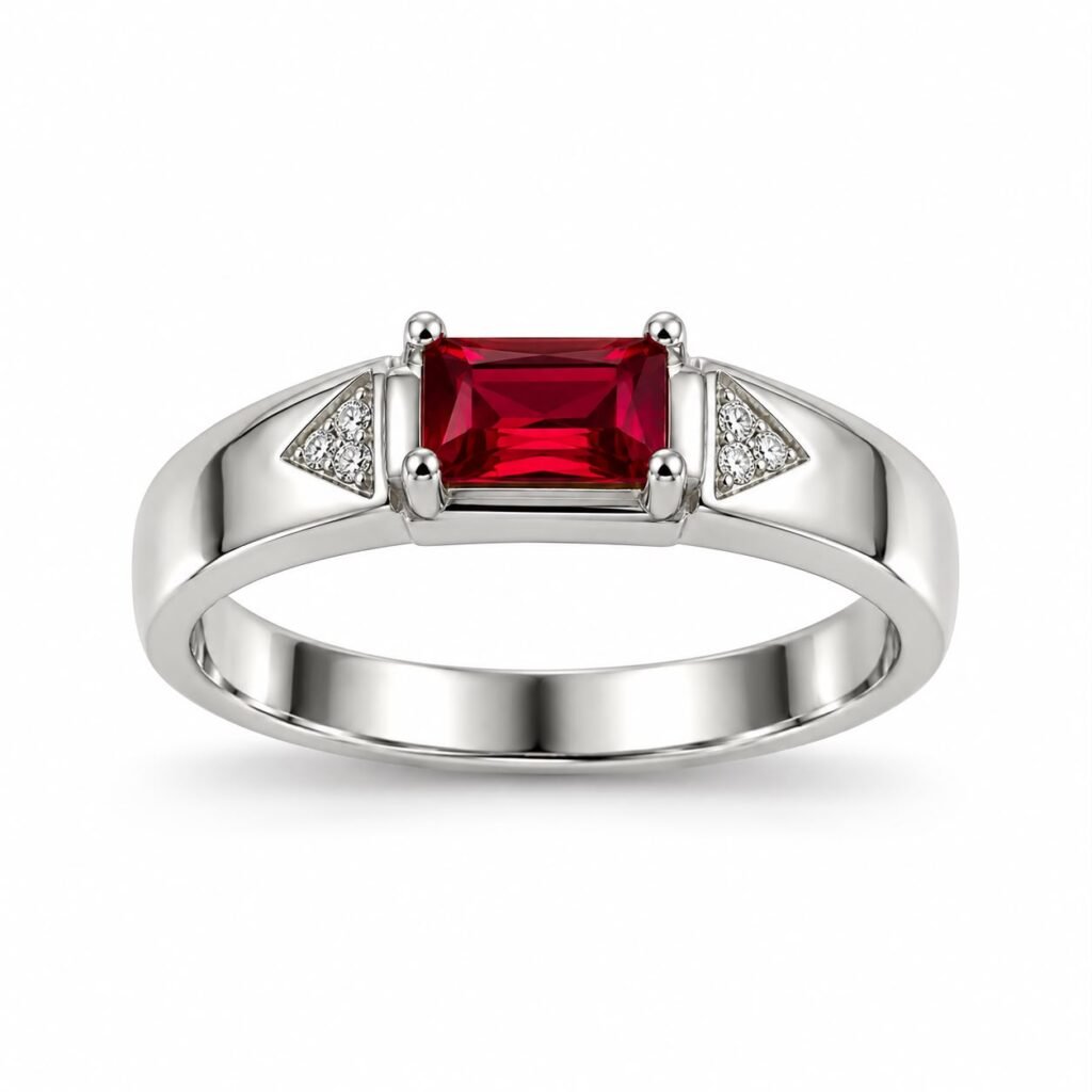 ANEL FORMATURA EM PRATA 925- 92876- VERMELHO