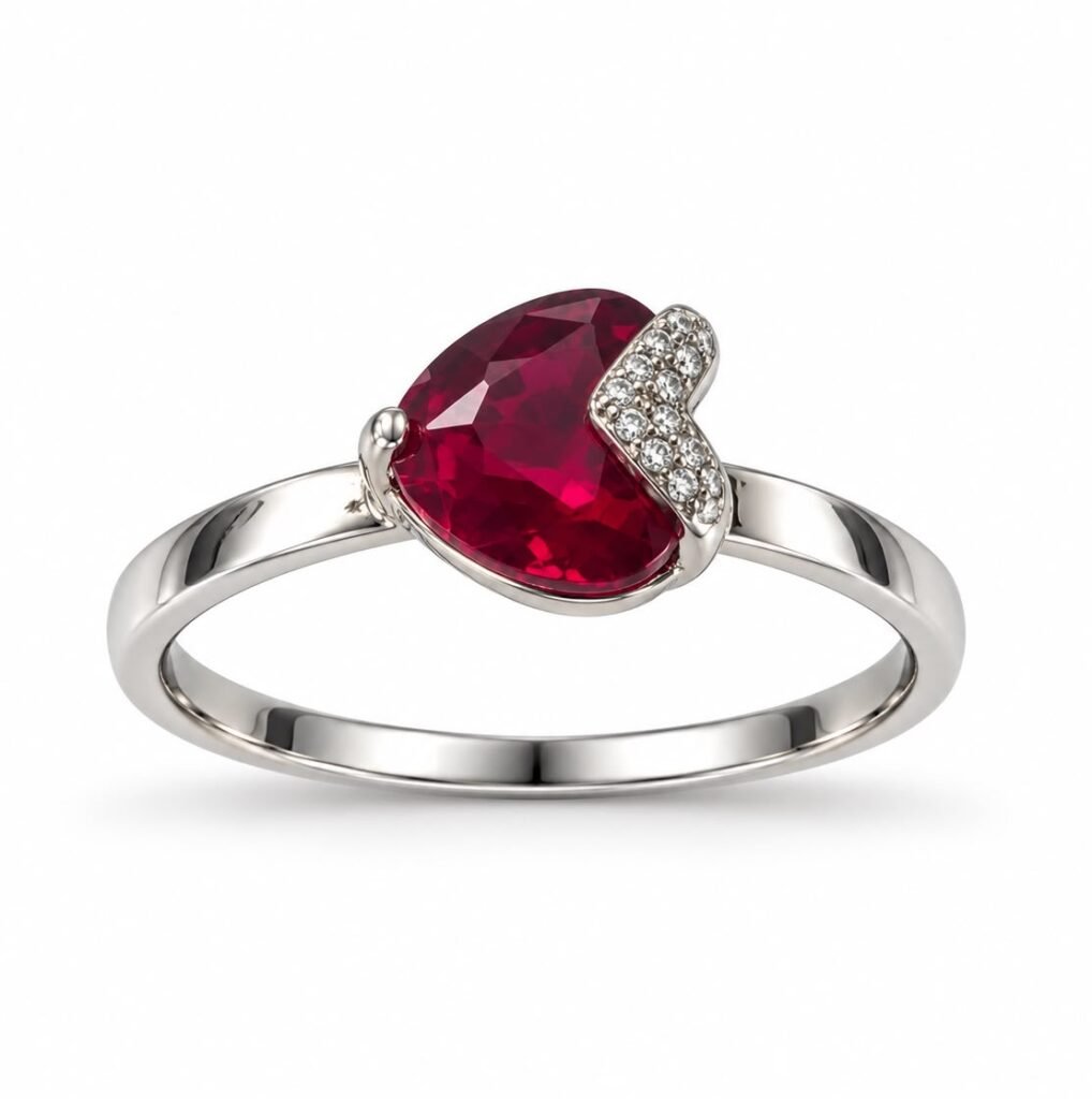 ANEL EM PRATA 925- AN3308-VR- VERMELHO