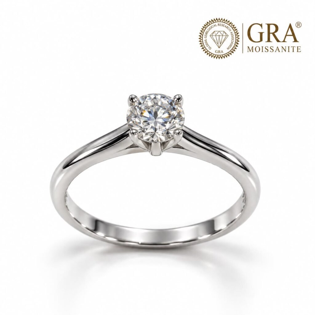 ANEL SOLITÁRIO PRATA 925 COM RÓDIO E MOISSANITE- 21290-PM