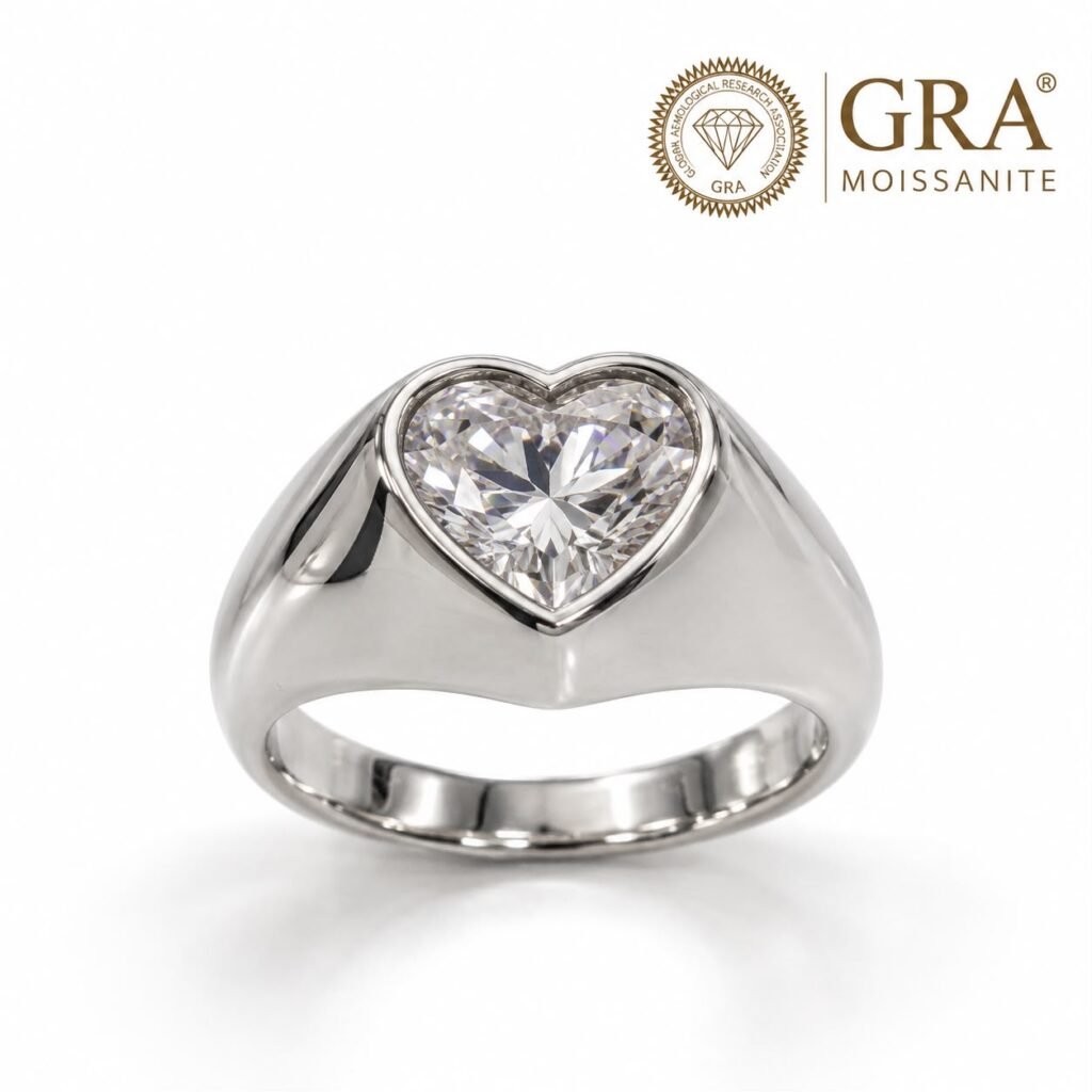 ANEL PRATA 925 CORAÇÃO COM MOISSANITE- 601510149029950