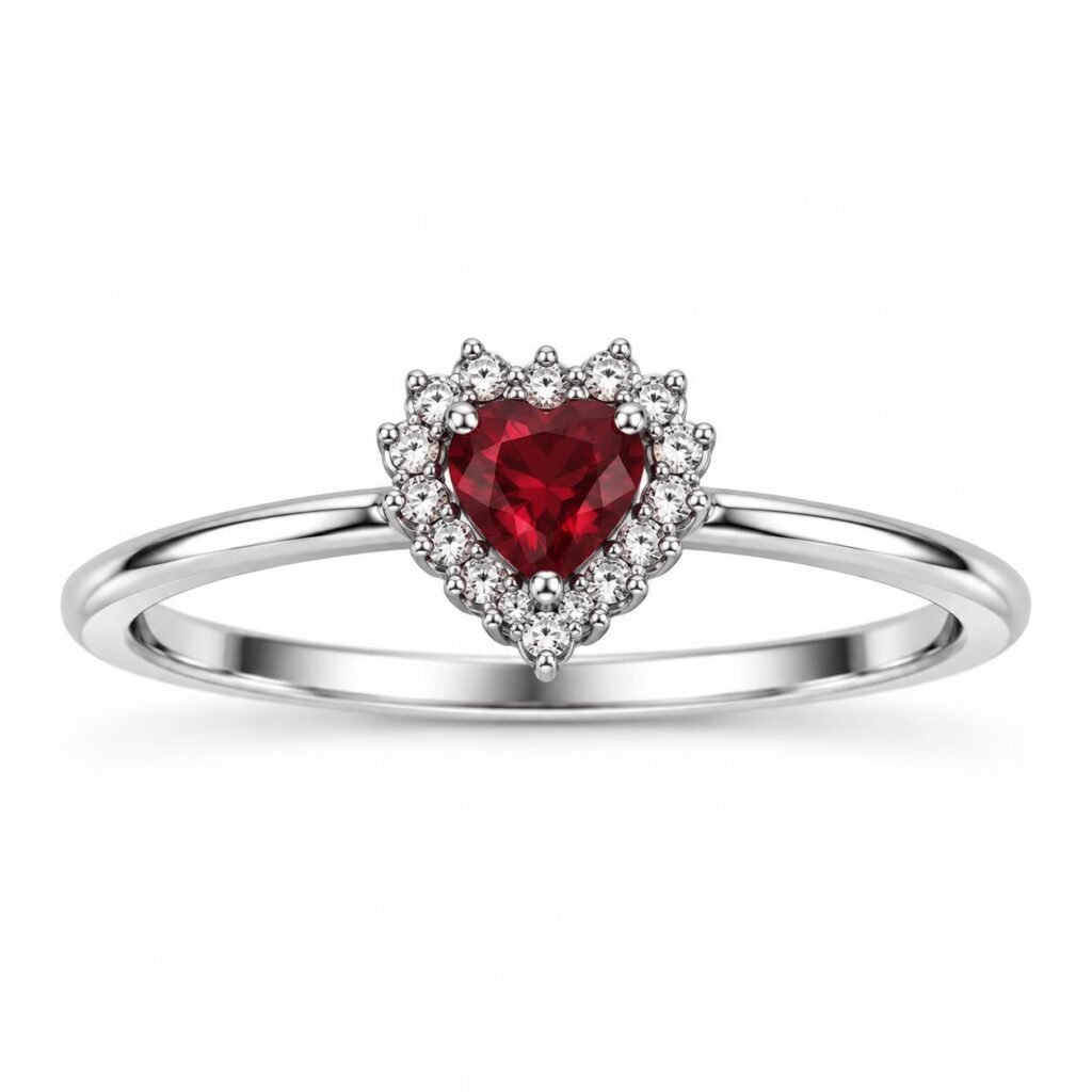 ANEL EM PRATA 925- 91435- VERMELHO