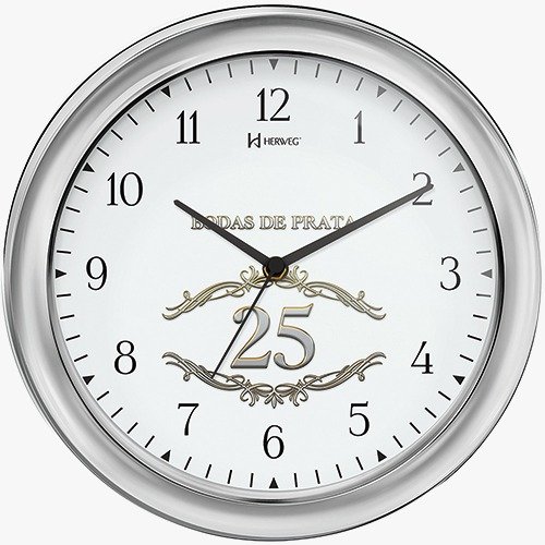 RELÓGIO DE PAREDE HERWEG BODAS 25 ANOS QUARTZ- 6840-CR