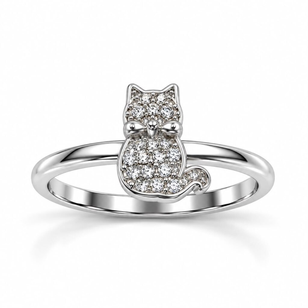 ANEL EM PRATA EM 925 COM GATO COM ZIRCÔNIAS- 106528010