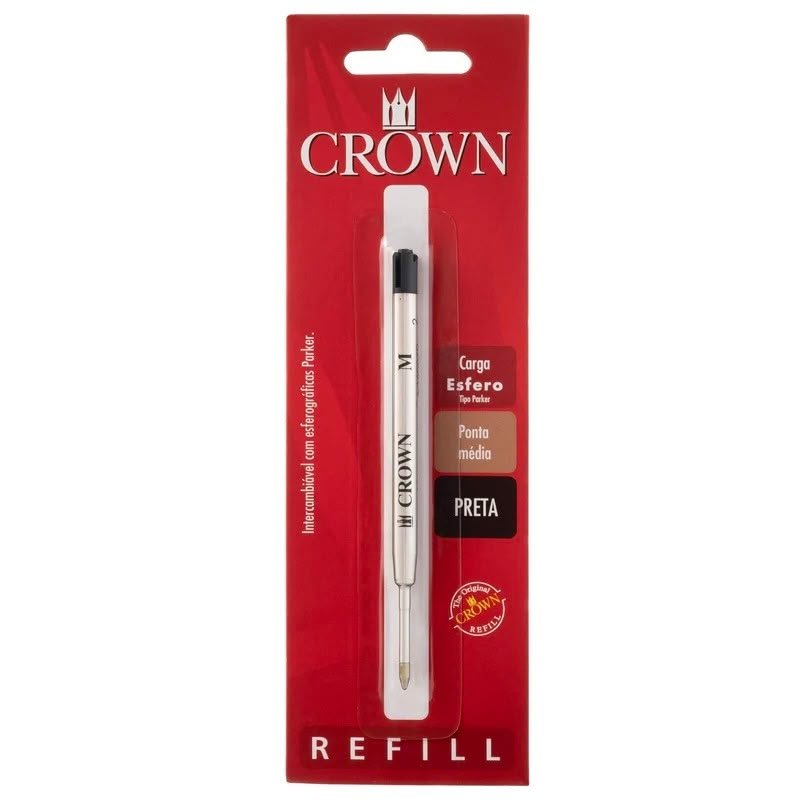 CARGA CANETA CROWN ESFERO COR PRETA- CA14007P