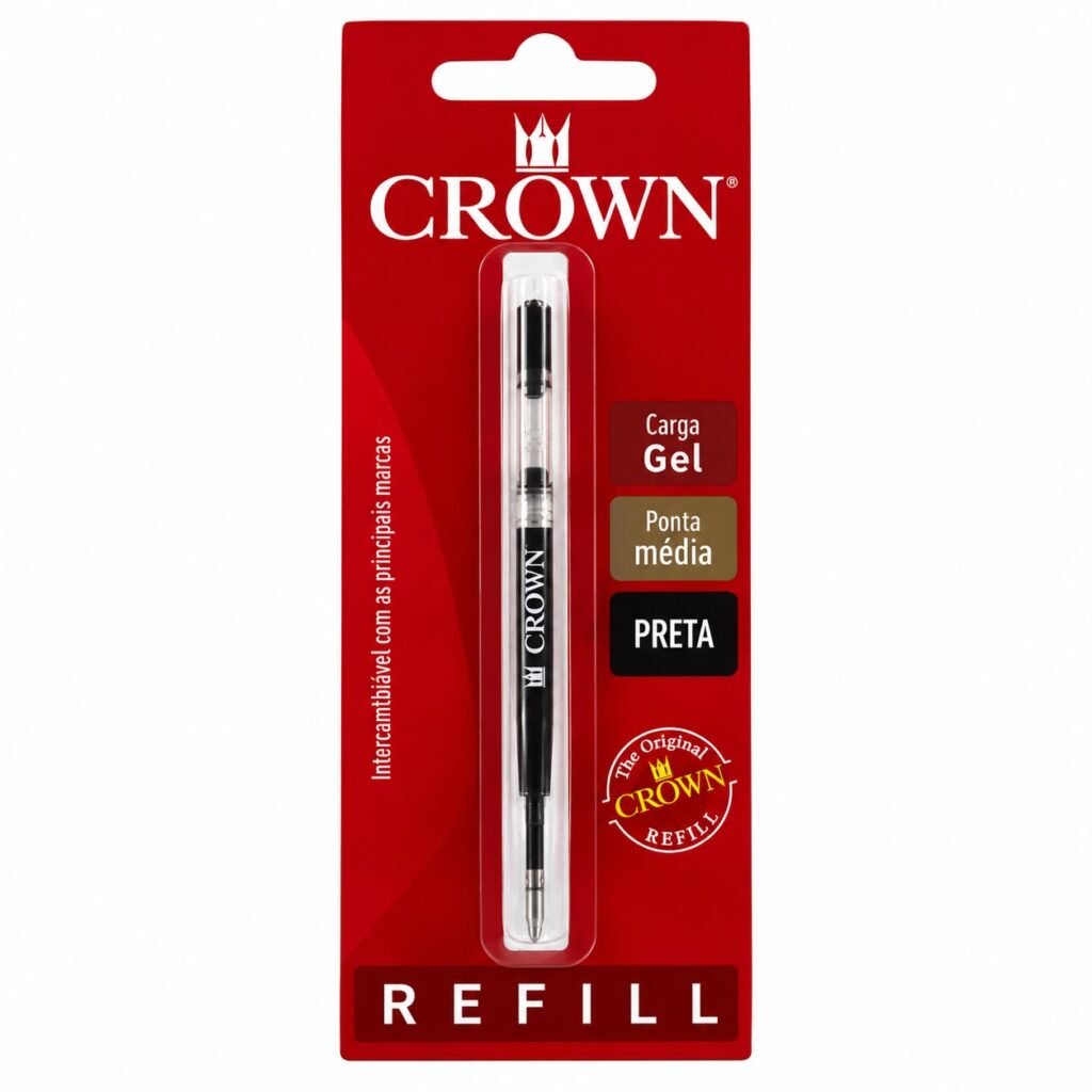 CARGA CANETA CROWN EM GEL COR PRETA- CA17004P